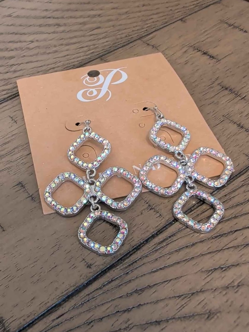 5 For $25.00- Plunder Iridescent Multi-Color Rhinestone Drop Earrings